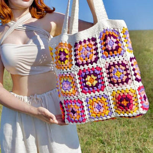 Blingcute | Crochet Tote Bag | Boho Hippie Handbag - Blingcute