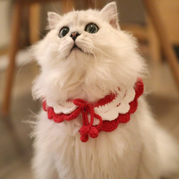 Blingcute Cat Collar Layer Collar Red Crochet Pet Collar