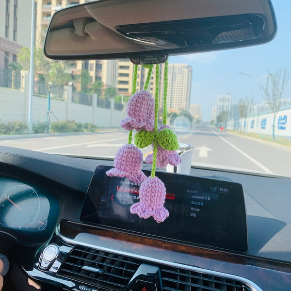 Blingcute Car Mirror Hanging Rear View Mirror Flower Car Accessori