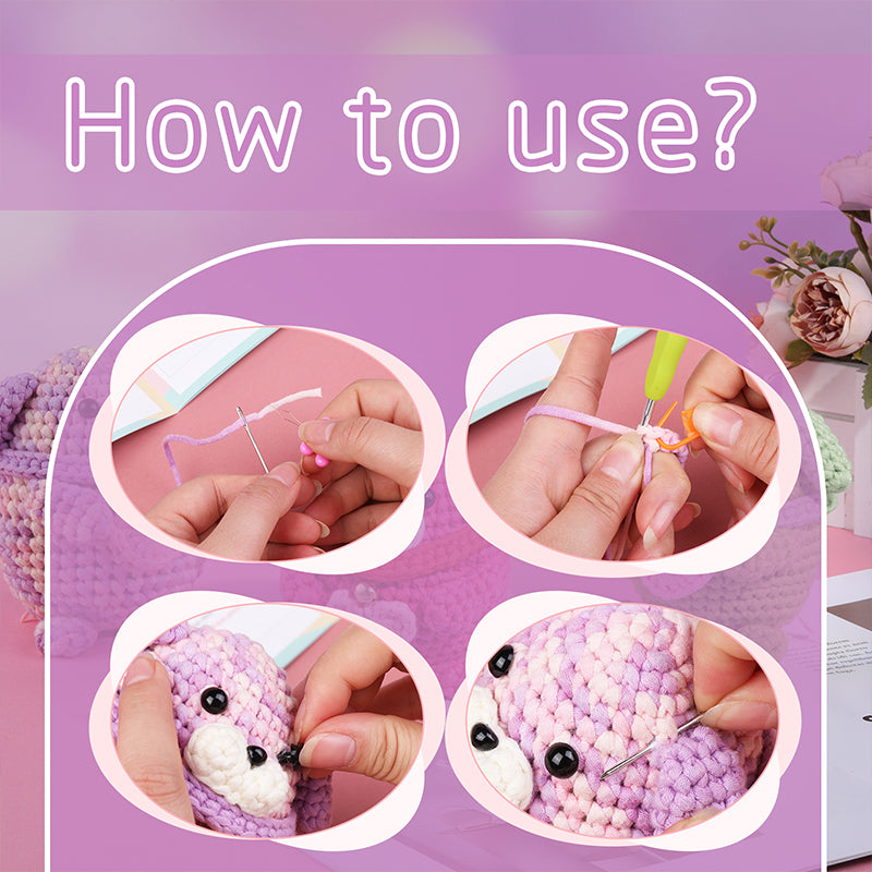 Beginner Crochet Kit With 4 Animal Patterns - Complete DIY Craft Set With Video Tutorials