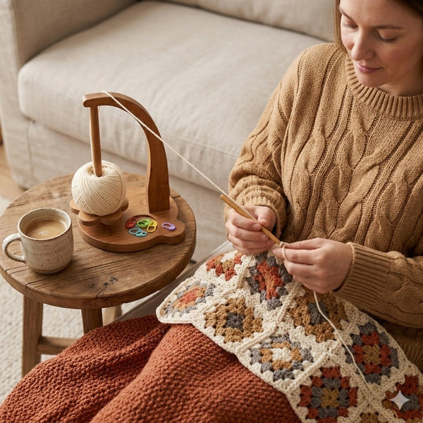 Wooden Yarn Holder for Crochet & Knitting | Premium Gift for Crochet Lovers