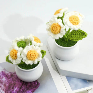 Blingcute | Crochet Daisy Potted Plant | Home Decor