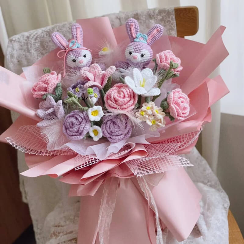 Crochet Flower Bouquet Valentine's Gift for Her