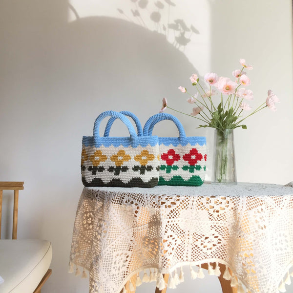 Blingcute | Crochet Flowers Pattern Bag | Crochet Tote Bag - Blingcute