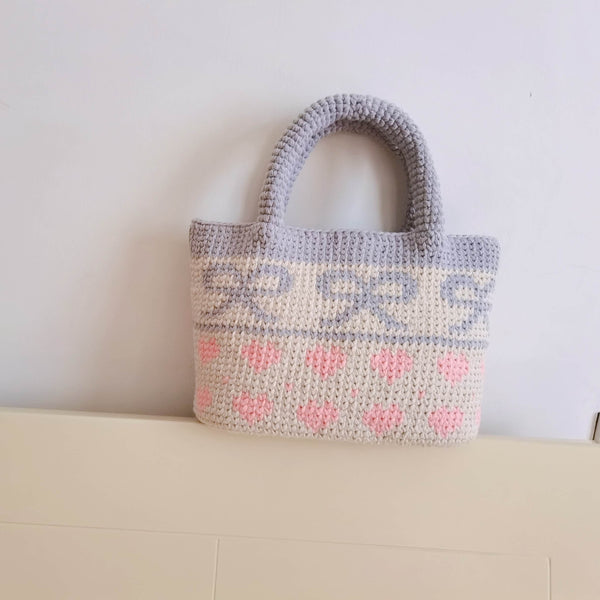Blingcute | Crochet Heart Bow Bag | Crochet Tote Bag - Blingcute