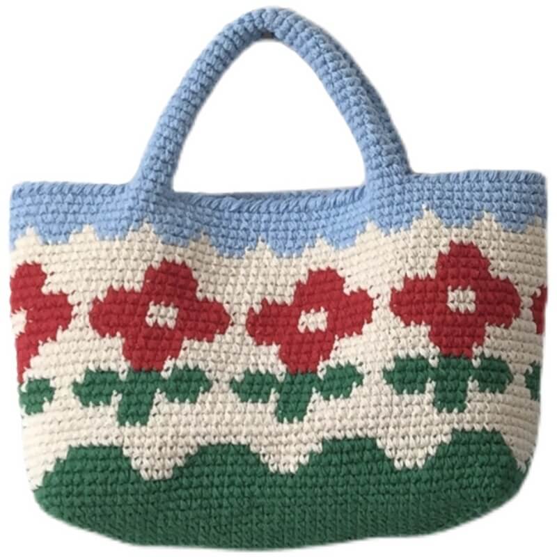 Blingcute | Crochet Flowers Pattern Bag | Crochet Tote Bag - Blingcute