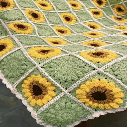 Blingcute | Crochet Blanket | Sunflower Granny Square Blanket - Blingcute