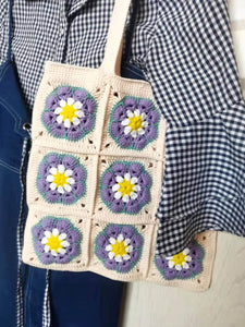 Blingcute | Granny Square Shoulder Bag | Daisy Crochet Bag - Blingcute