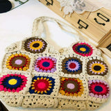 Blingcute | Crochet Bag | White Granny Square Shoulder Bag - Blingcute