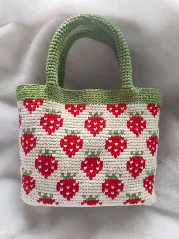 Crochet Strawberry Pear Bag | Handmade Tote Bag - Blingcute.com