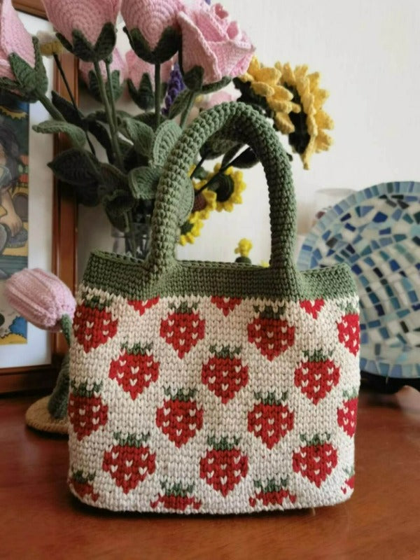 Blingcute | Crochet Strawberry Pear Bag | Handmade Tote Bag - Blingcute