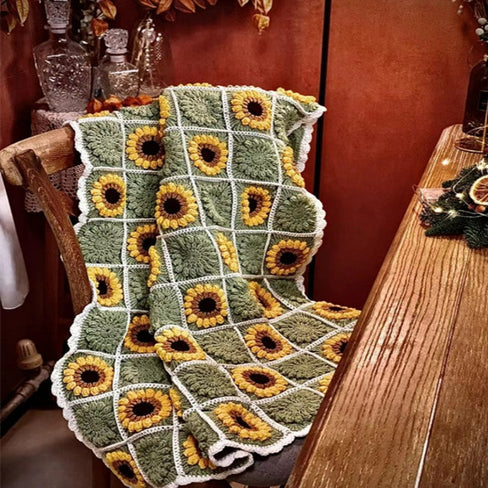 Blingcute | Crochet Blanket | Sunflower Granny Square Blanket - Blingcute