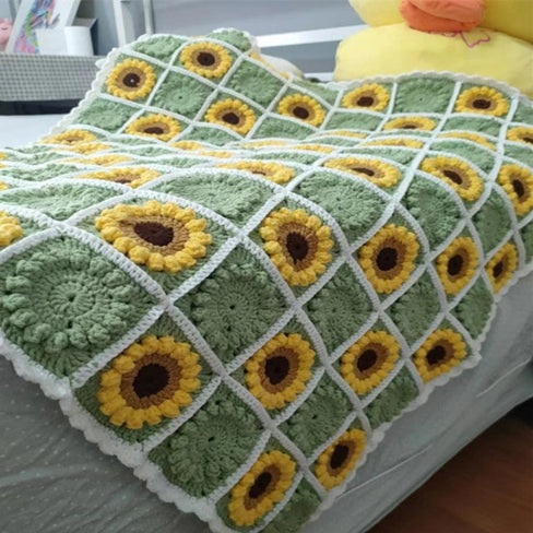 Blingcute | Crochet Blanket | Sunflower Granny Square Blanket - Blingcute