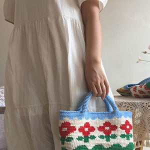 Blingcute | Crochet Flowers Pattern Bag | Crochet Tote Bag - Blingcute