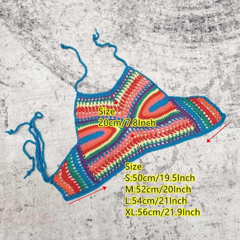 Blingcute | Crop Top Halter Tank Bikini | Handmade Crochet Bikini Set