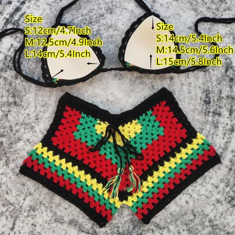 Blingcute | Colored Tassel Shorts |  Crochet Bikini Set - Blingcute