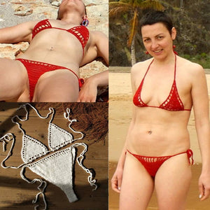 Blingcute  Sunbathing Crochet Thong bikini  Crochet Micro Swimwear Set