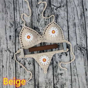 Blingcute | Daisy Flower Bralette Bikini | Handmade Crochet Bikinis - Blingcute