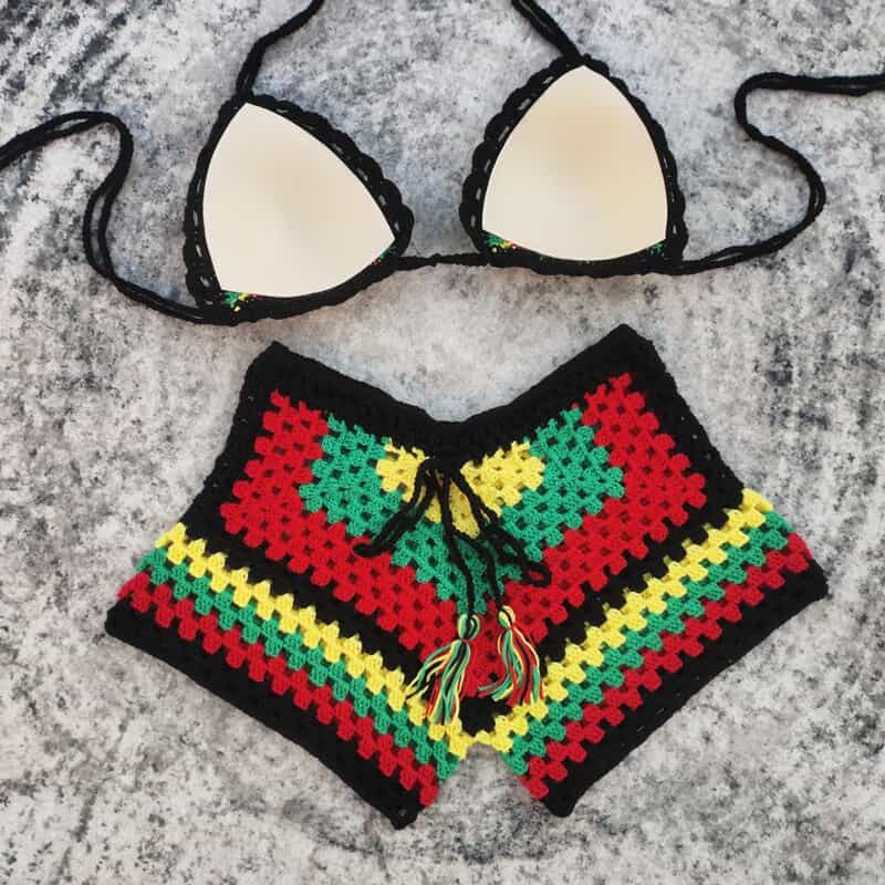 Blingcute | Colored Tassel Shorts |  Crochet Bikini Set - Blingcute