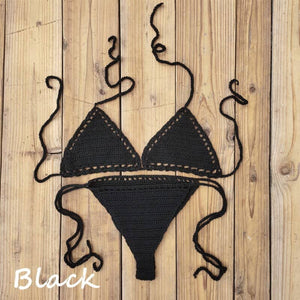 Blingcute  Sunbathing Crochet Thong bikini  Crochet Micro Swimwear Set