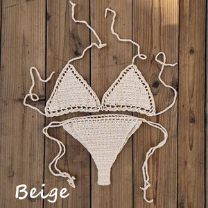 Blingcute  Sunbathing Crochet Thong bikini  Crochet Micro Swimwear Set