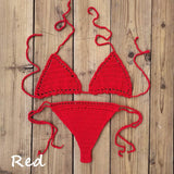 Blingcute  Sunbathing Crochet Thong bikini  Crochet Micro Swimwear Set