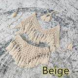 Boho Tassel Bead Swimwear  Handmade Crochet Bikini