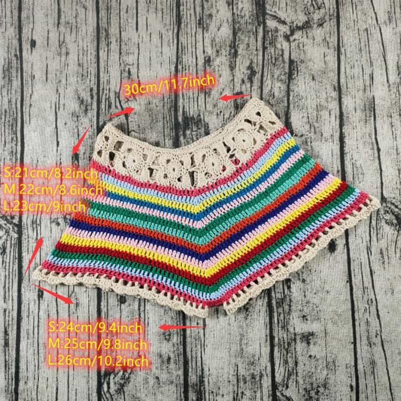 Blingcute | Chain Tube Top Stripe Beachwear | Handmade Crochet Bikini Set