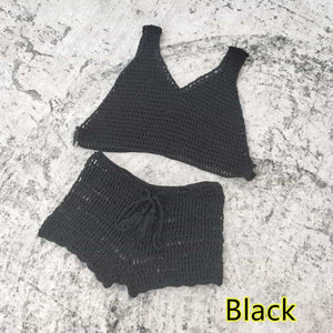 Blingcute | Crop Top Boho Cover Up Swimwear | Handmade Crochet Bikini Set