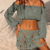 Blingcute | Florens Skirt Boho Swimwear | Cover Up Crochet Bikini Set