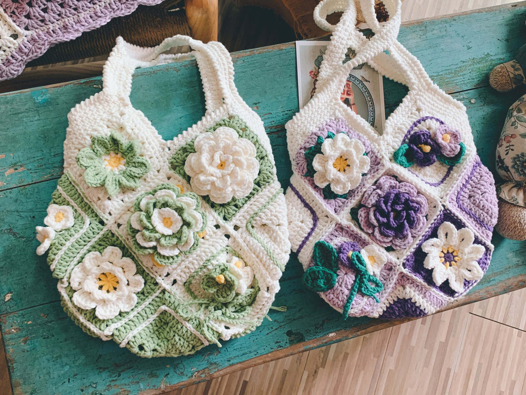 Buy Crochet Violet Flower Bag Online
