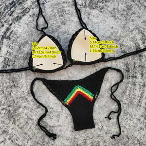 Blingcute | Rasta Colored Bikini Set | Handmade Crochet Swimwear
