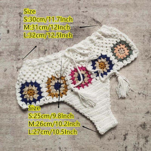 Blingcute | Tube Top Applique Beachwear | Handmade Crochet Bikini Set