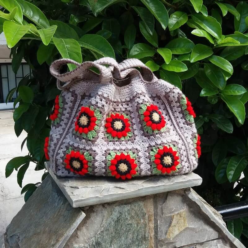 African Flower Crochet Market Bag - Folksy