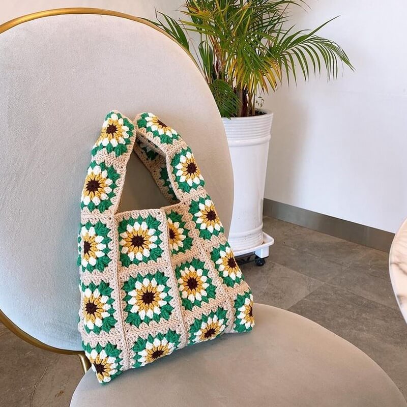 Blingcute | Crochet Bag |  Colorful Daisy Handbag - Blingcute