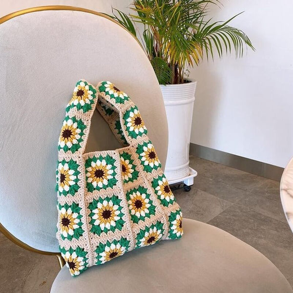 Blingcute | Crochet Bag |  Colorful Daisy Handbag - Blingcute