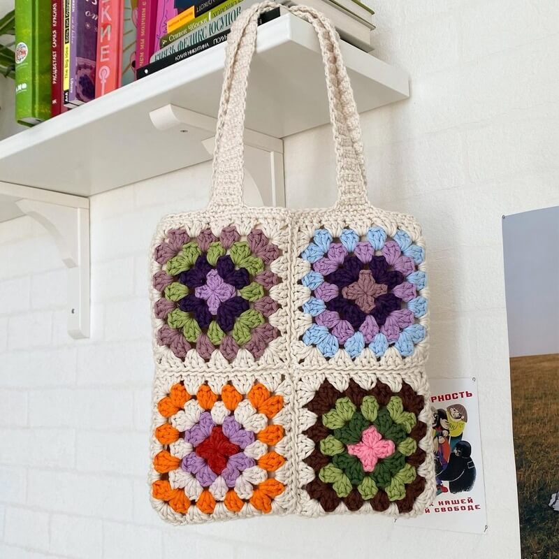 Blingcute | Granny Square Bag | Mixed Color Shoulder Bag - Blingcute