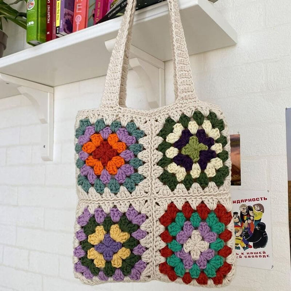 Blingcute | Granny Square Bag | Mixed Color Shoulder Bag - Blingcute