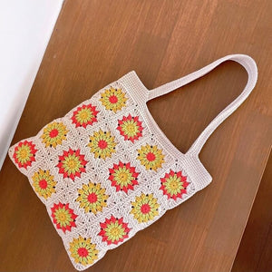 Blingcute | Granny Square Crochet |  Daisy Flower Shoulder Colorful Bag - Blingcute