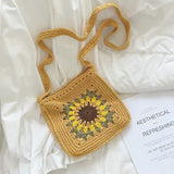 Blingcute | Crochet Sunflower Bags | Handmade Crossbody Bag - Blingcute