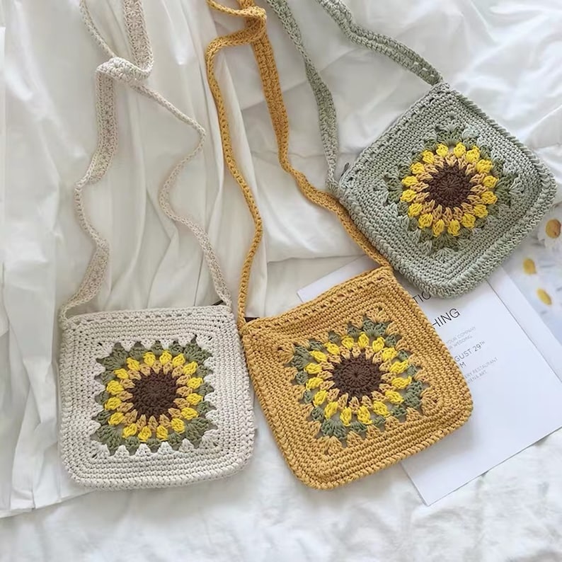 Handmade Large Granny Square Crochet Bag