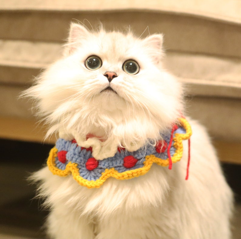 Blingcute | Snow White Cat Pet Knitted Collar | Crochet Pet Collar - Blingcute