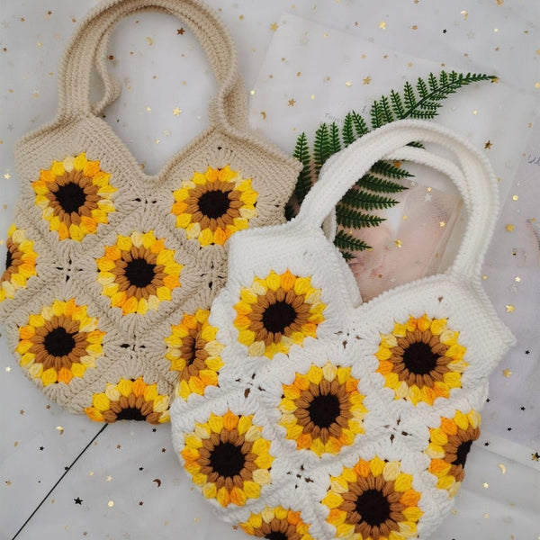 Blingcute | Crochet Sunflower Bag | Crochet Tote Bag - Blingcute