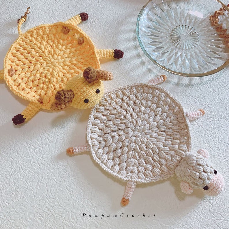 Blingcute | Crochet Animal Coasters | Home Decor Crochet - Blingcute