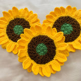 Blingcute | Crochet Sunflower Coaster | Handmade Home Decor - Blingcute