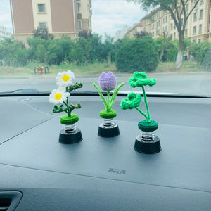 Blingcute | Crochet Daisy / Clove / Tulip | Car Dashboard Ornaments - Blingcute