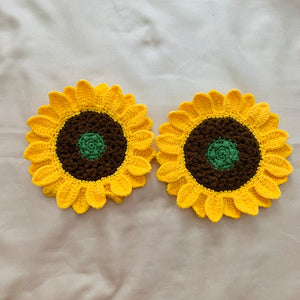 Blingcute | Crochet Sunflower Coaster | Handmade Home Decor - Blingcute