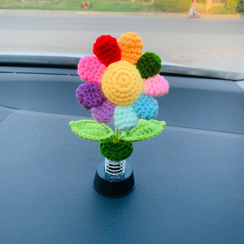 Blingcute | Crochet sunflower | Dashboard Toys for Cars - Blingcute
