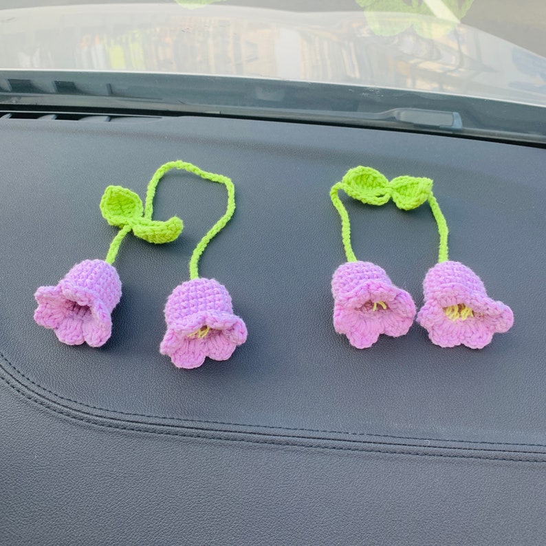 4 Pcs Cute Rear View Mirror Accessories Bee And Flower Crochet Car Decor  Hand Knitted Car Mirror Hanging Accessories Pendant for Women Men  Automotive