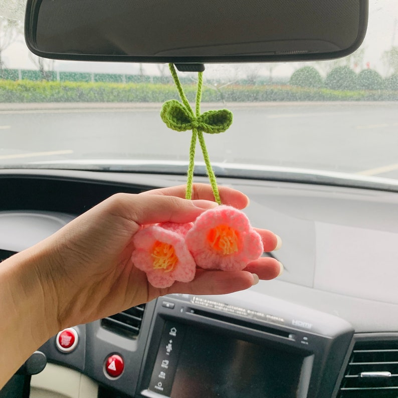 Car Mirror Hanger Cute Crochet Hanging Plant Knitted Plant Car